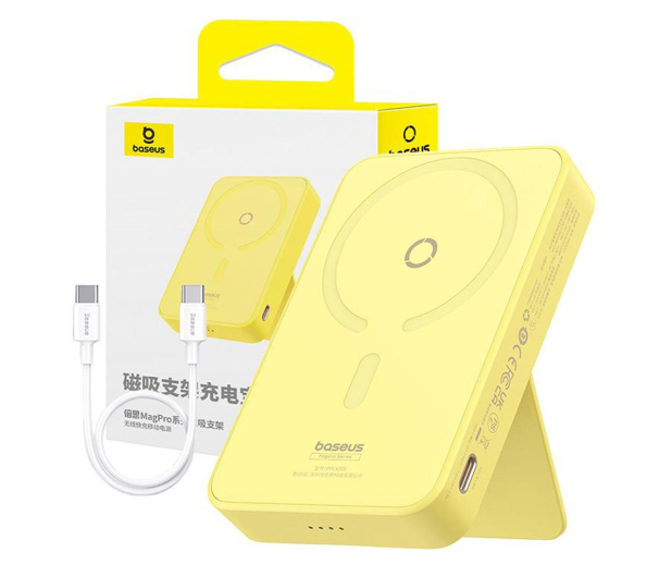 Baseus Powerbank MagPro Magnetic 5000mAh 20W (żółty) - 1266413 - zdjęcie